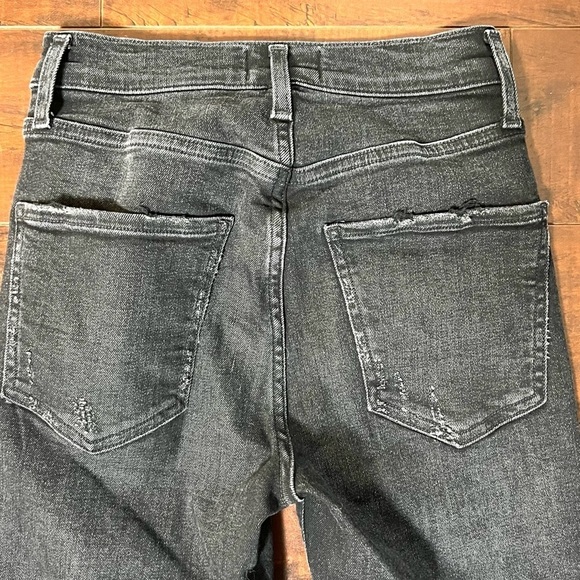 AGOLDE Denim Sophie Crop Jeans Black Chewed Hem Size 24 - Picture 8 of 14